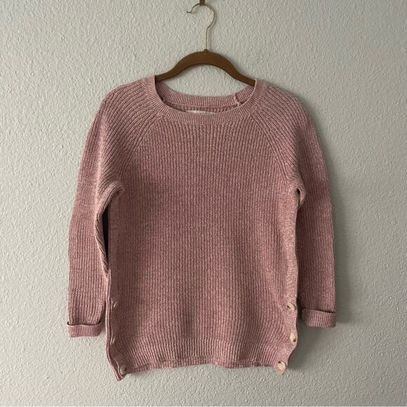 LOFT Pink Sweater with Button Detailing 100% cotton Size XS - Picture 1 of 6
